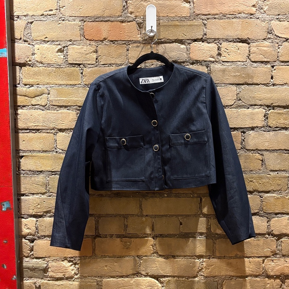 Zara Midnight Blue Cropped Jacket